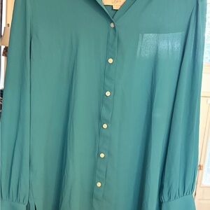 LOFT Turquoise Button-Down Blouse Looks more green to me